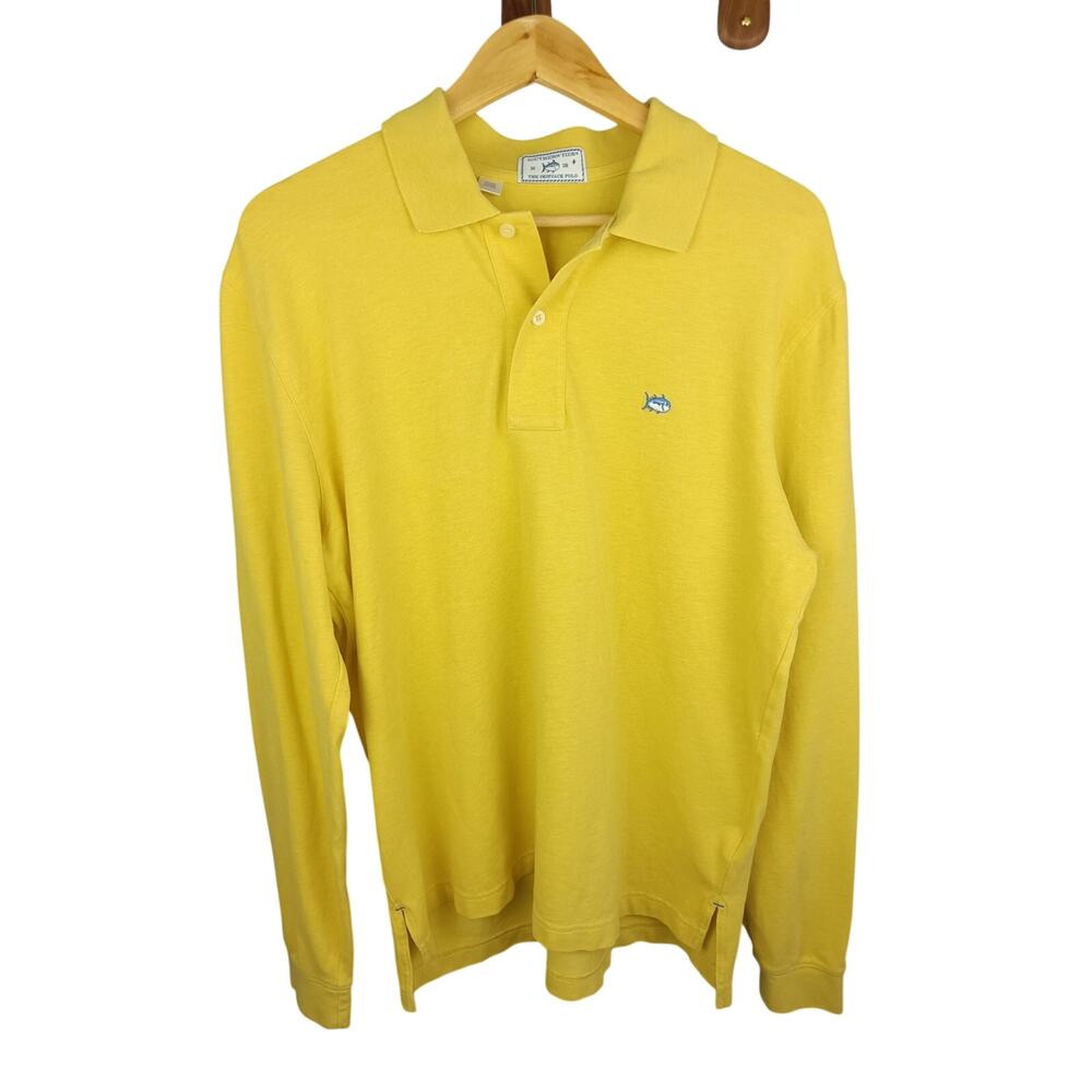 Southern Tide Men's Long-Sleeve Skipjack Polo Shirt in Muted Yellow